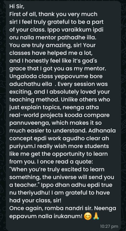 Student testimonial message 2