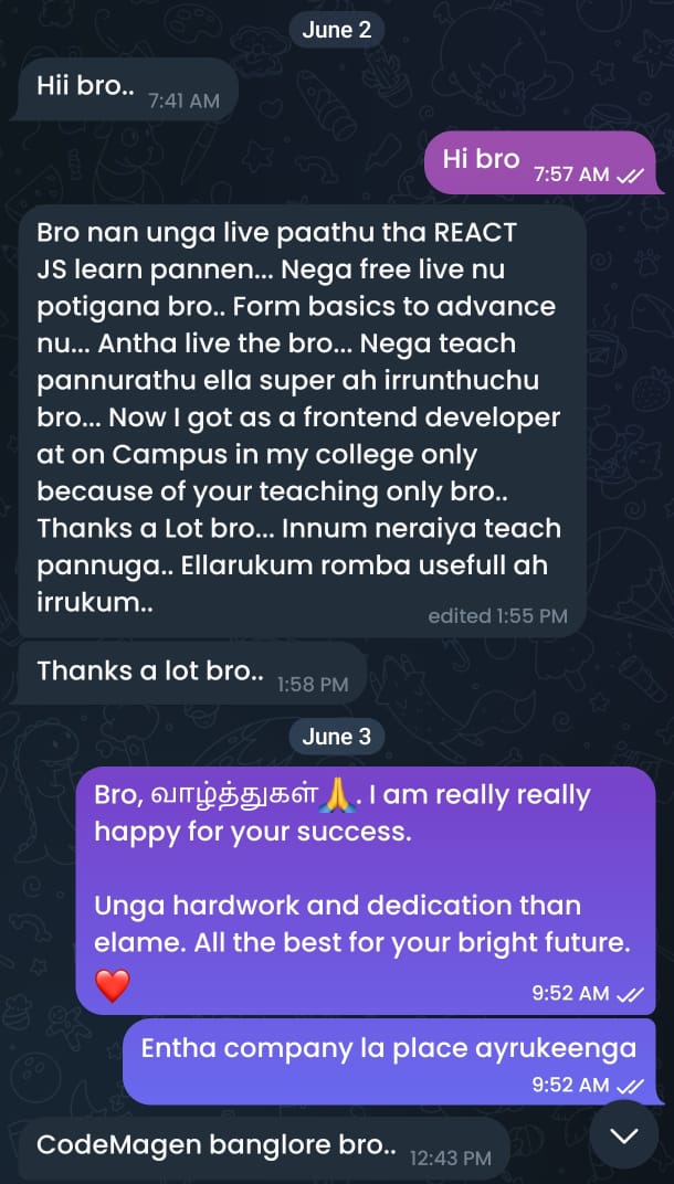 Student testimonial message 3